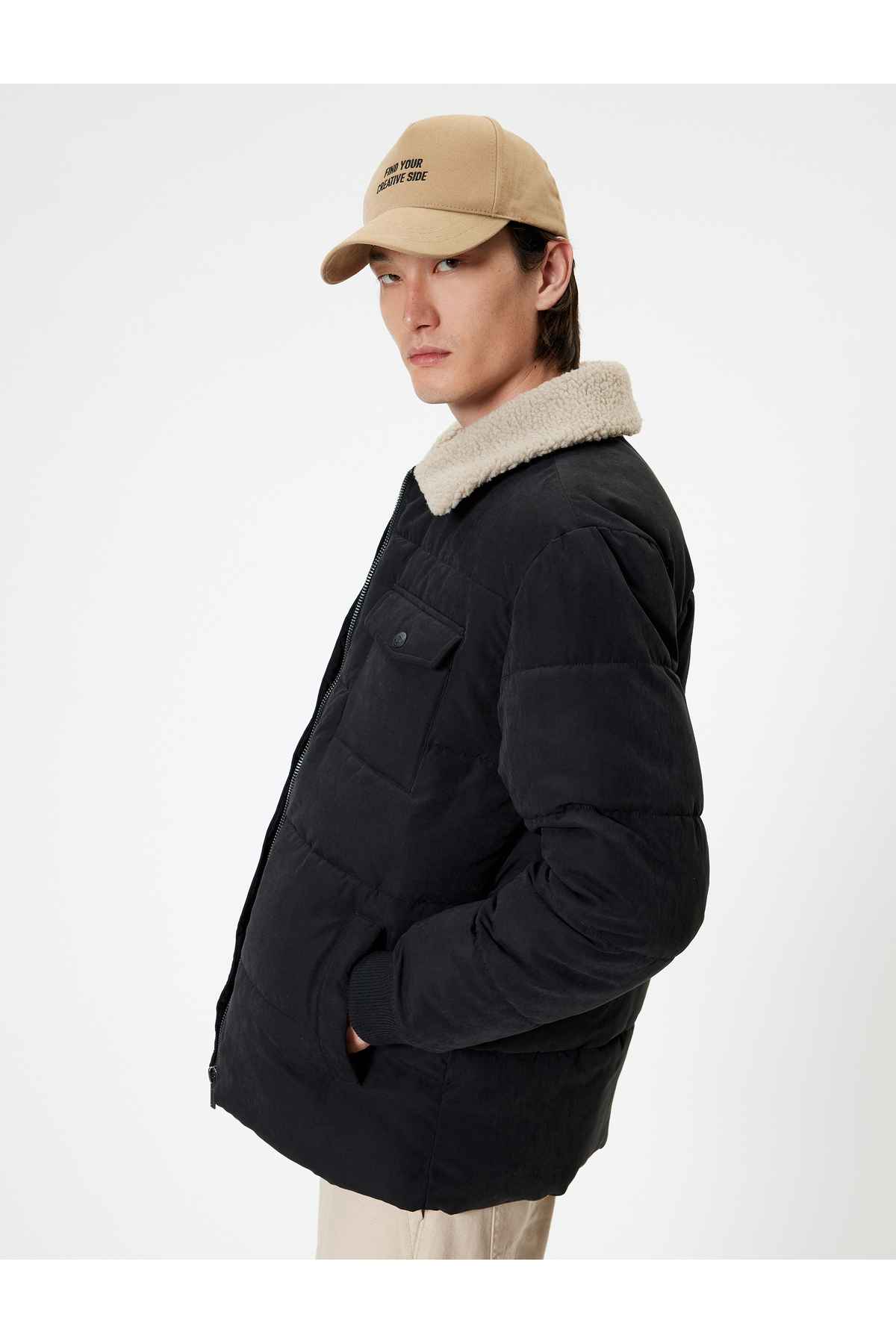 یقه مخمل خواب دار کتانی بادی با زیپ دقیق