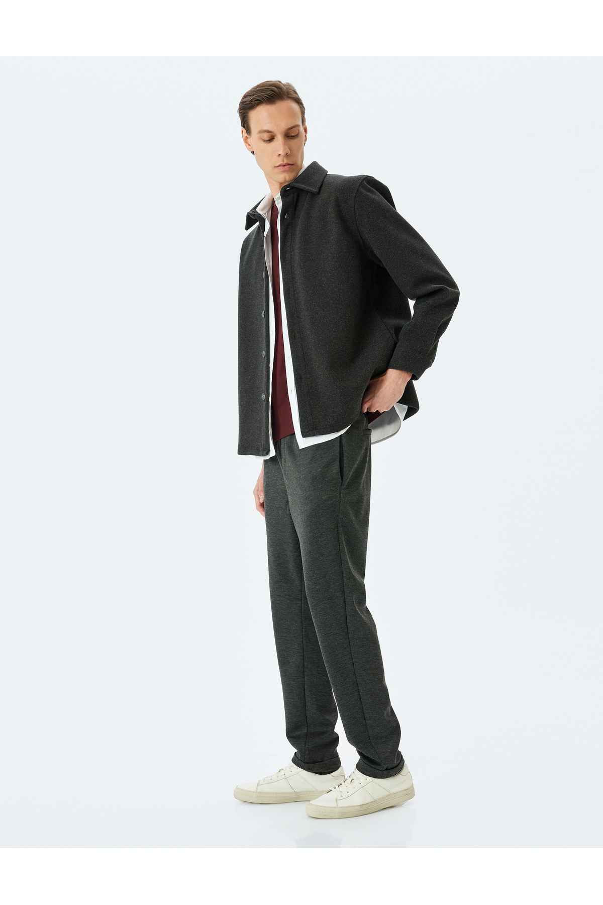 شلوار گرمکن معمولی کمر باریک ویسکوز ترکیبی با کمر بسته شده