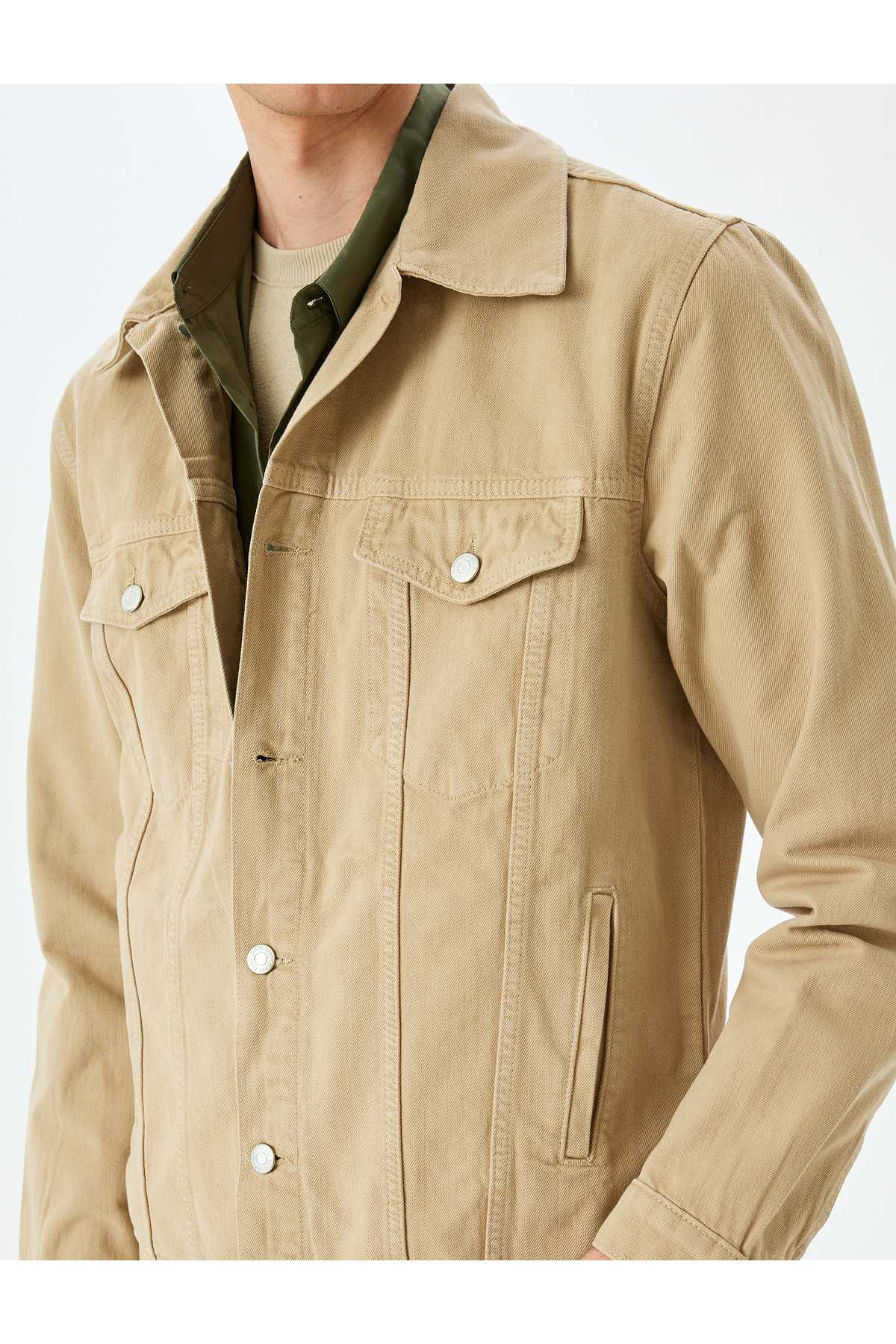 ژاکت جین دکمه دار با جیب پنبه ای