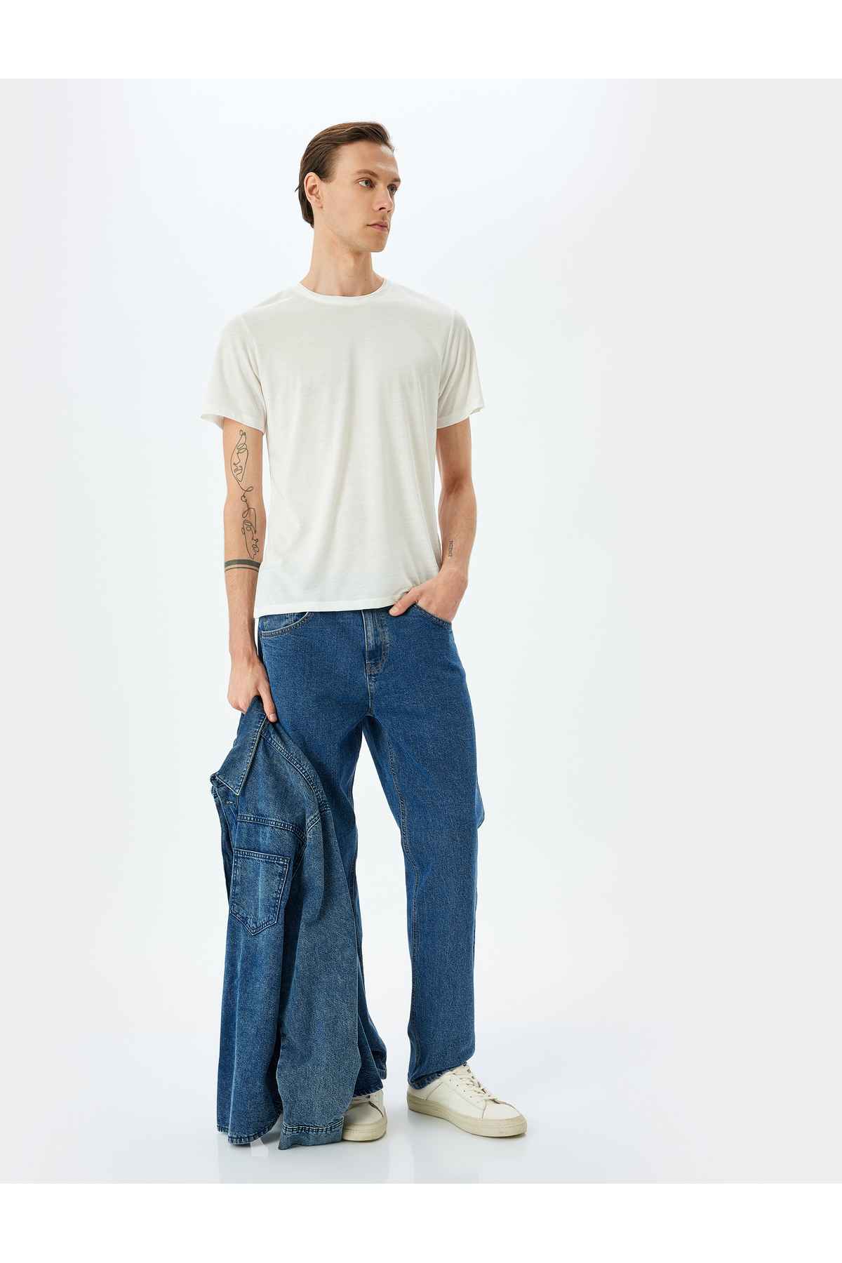 یقه دوچرخه آستین کوتاه ویسکوز مخلوط پایه باریک تناسب T -shirt