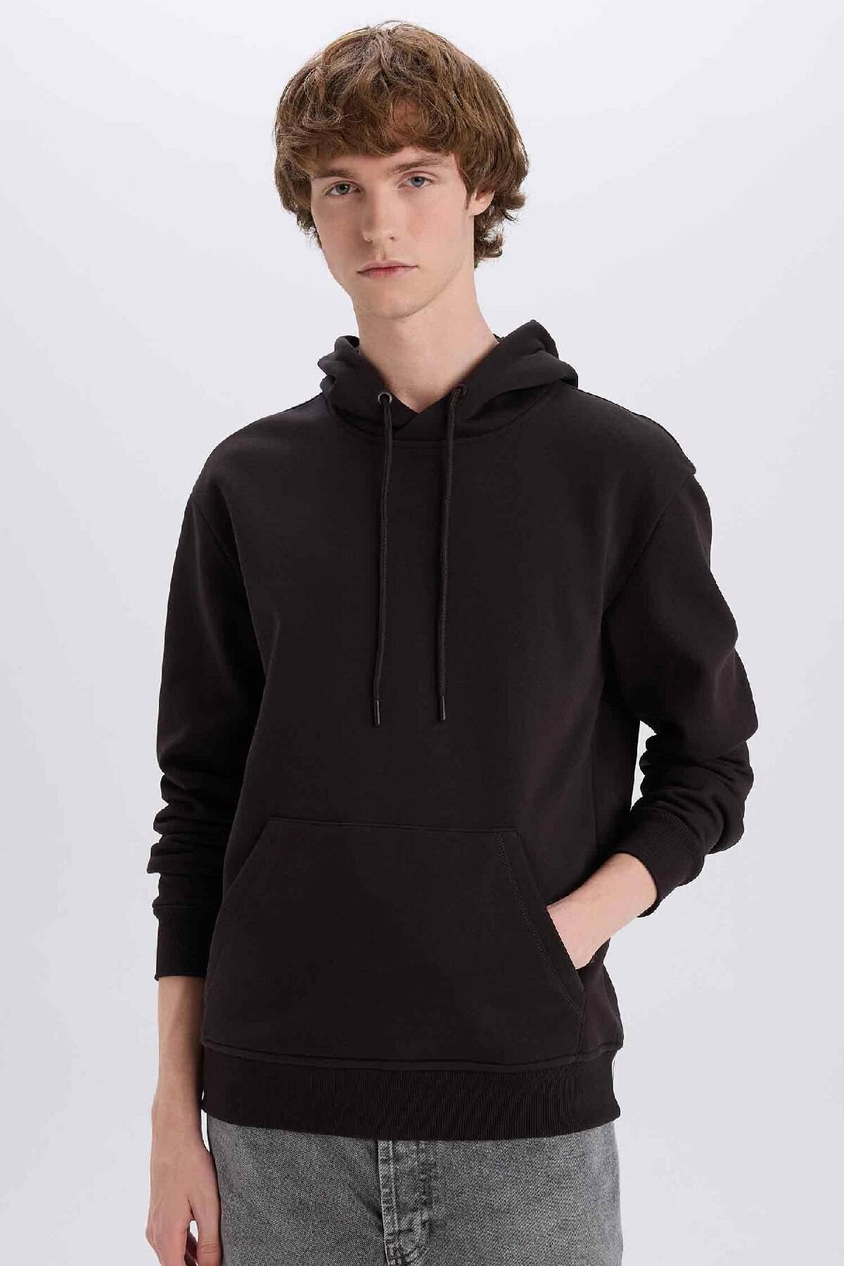 سویشرت ساده ساده کلاهدار با جیب قهوه ای و داخل آن X8283az24au