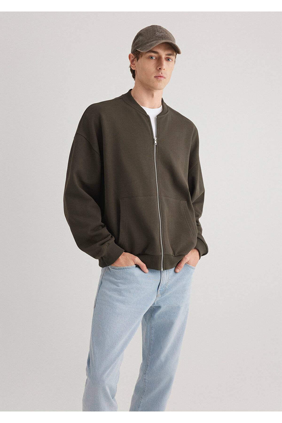 Zipper Haki Sweatshirt 0S10316-71587