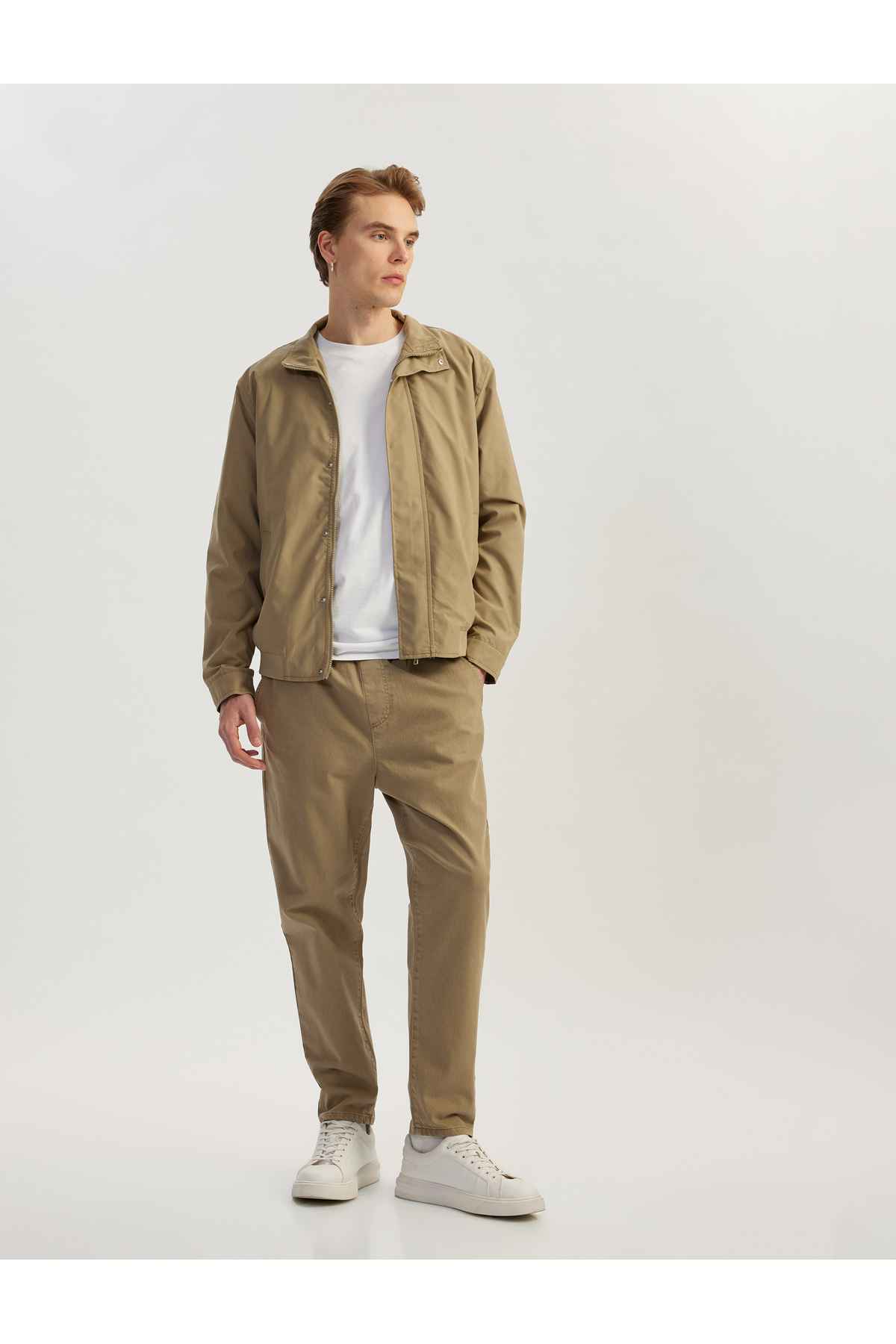 شلوار شلوار نخی با جنس جیبی راست و راست با کمربند