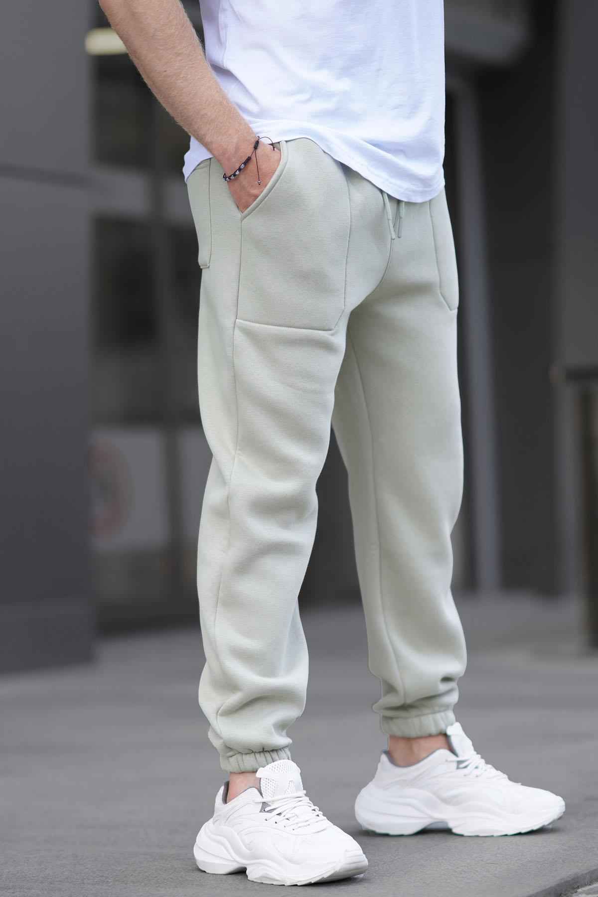 شلوار ورزشی ساده مردانه جیبی خاکستری رنگ شده