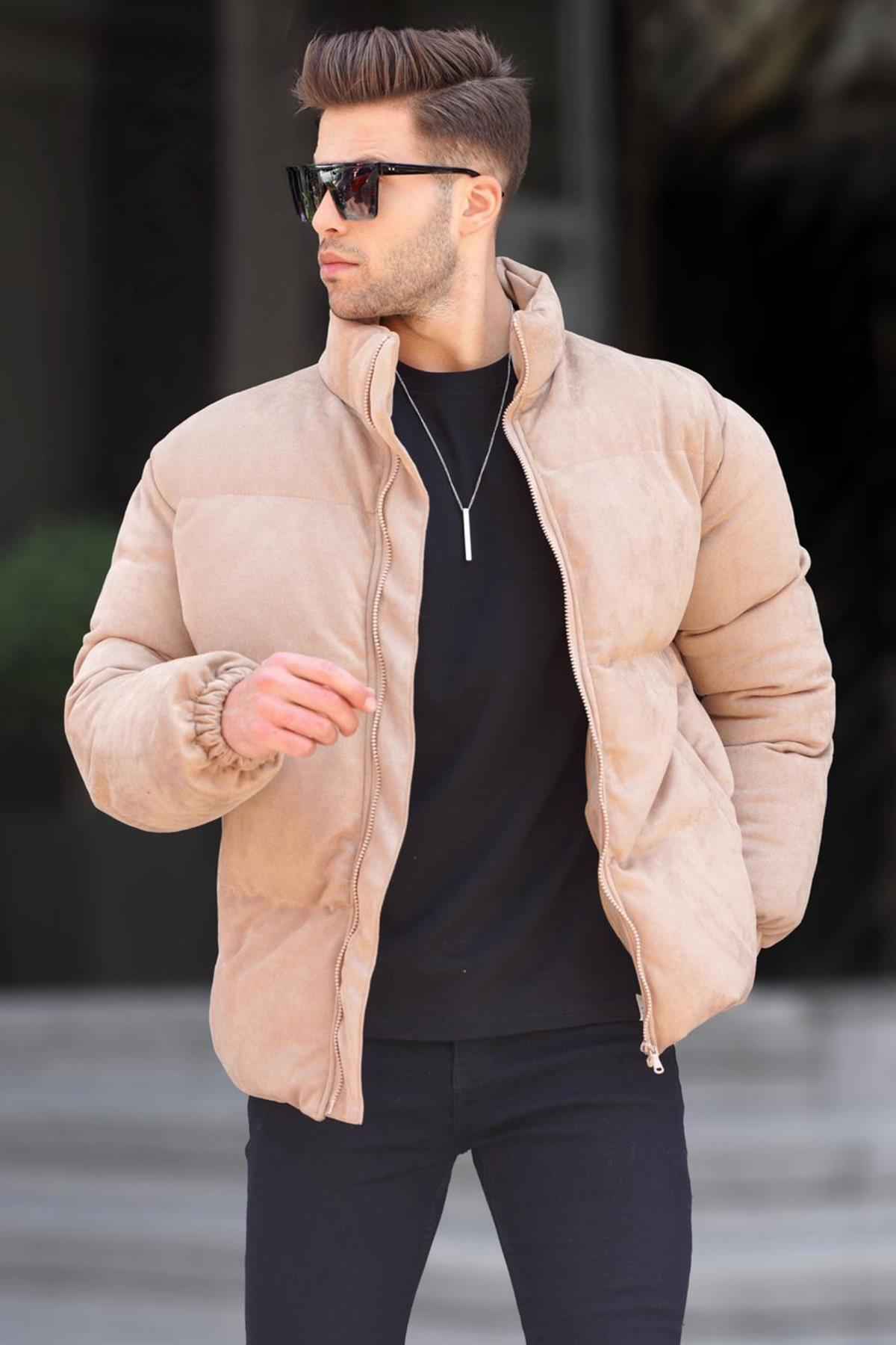 کاپشن پف دار مردانه قهوه ای Nubuck