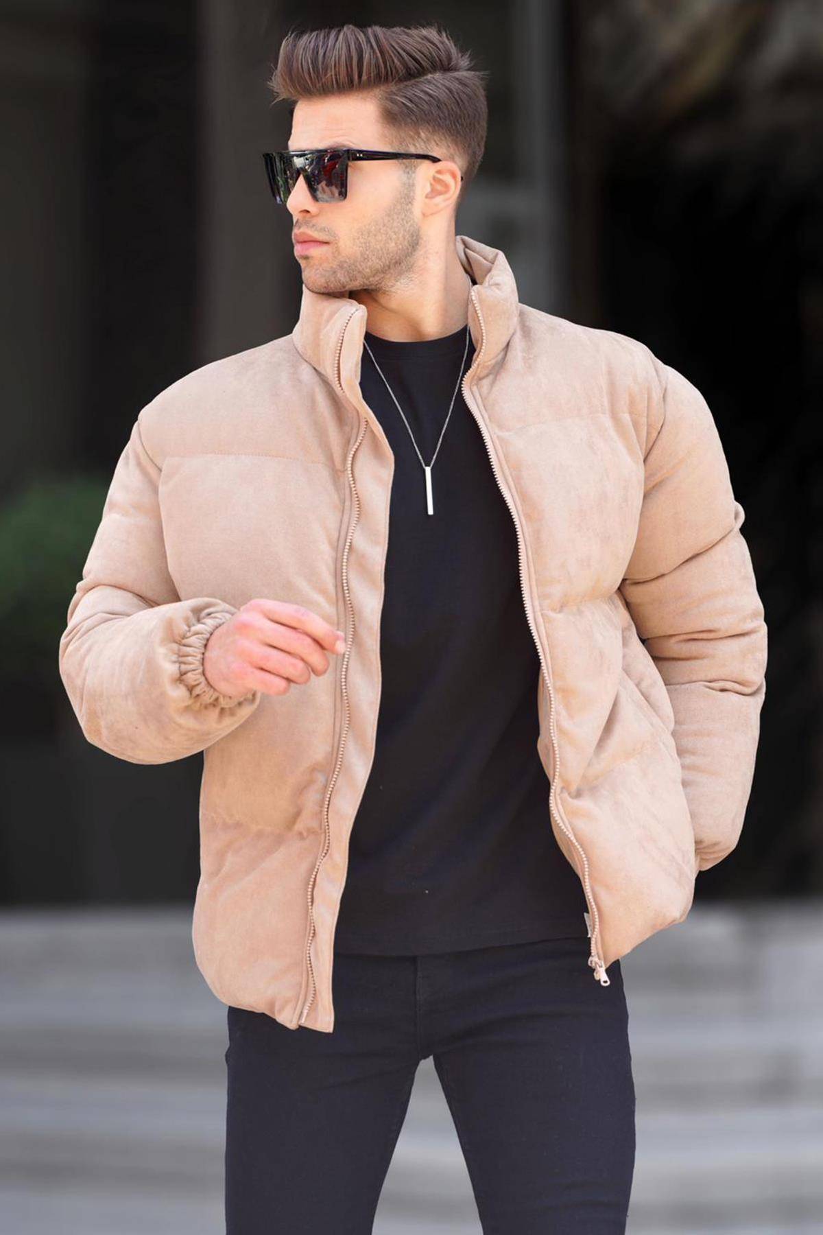 کاپشن پف دار مردانه قهوه ای Nubuck