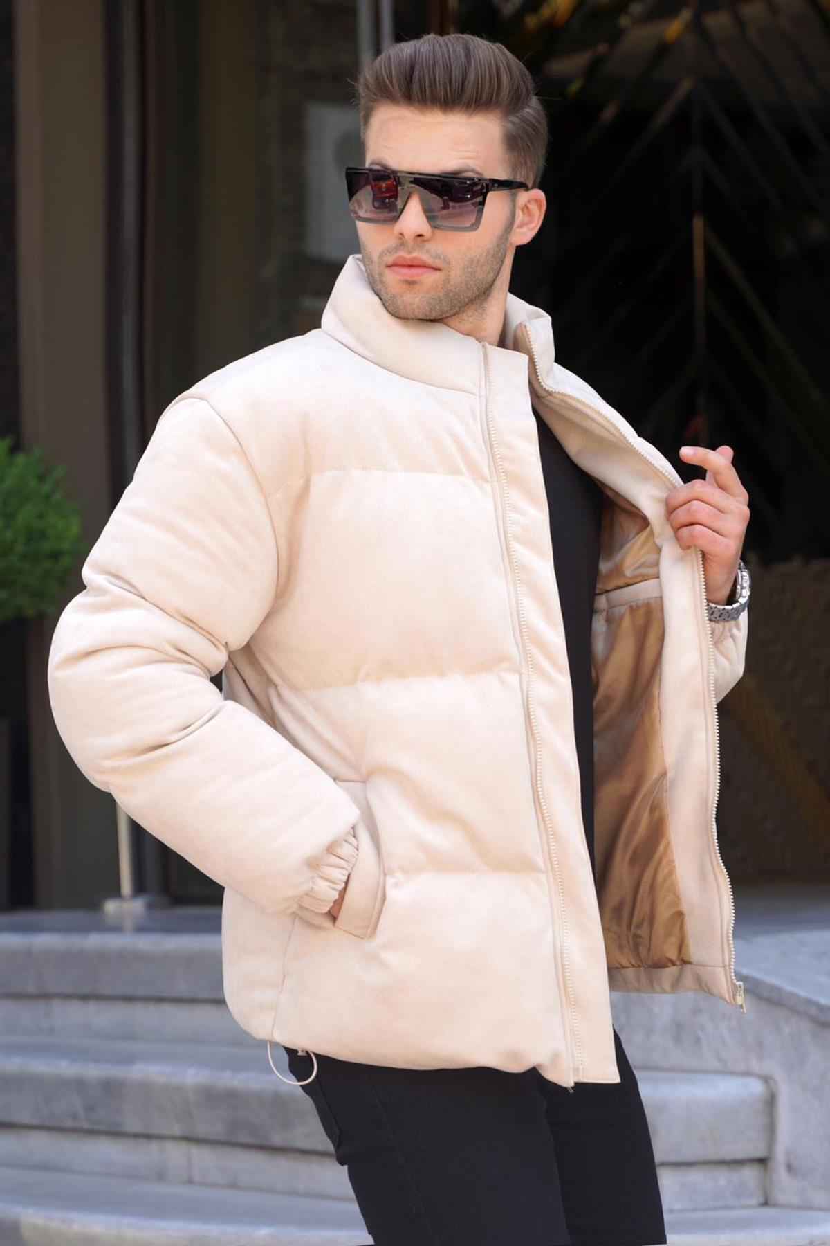 کاپشن پف دار مردانه قهوه ای Nubuck