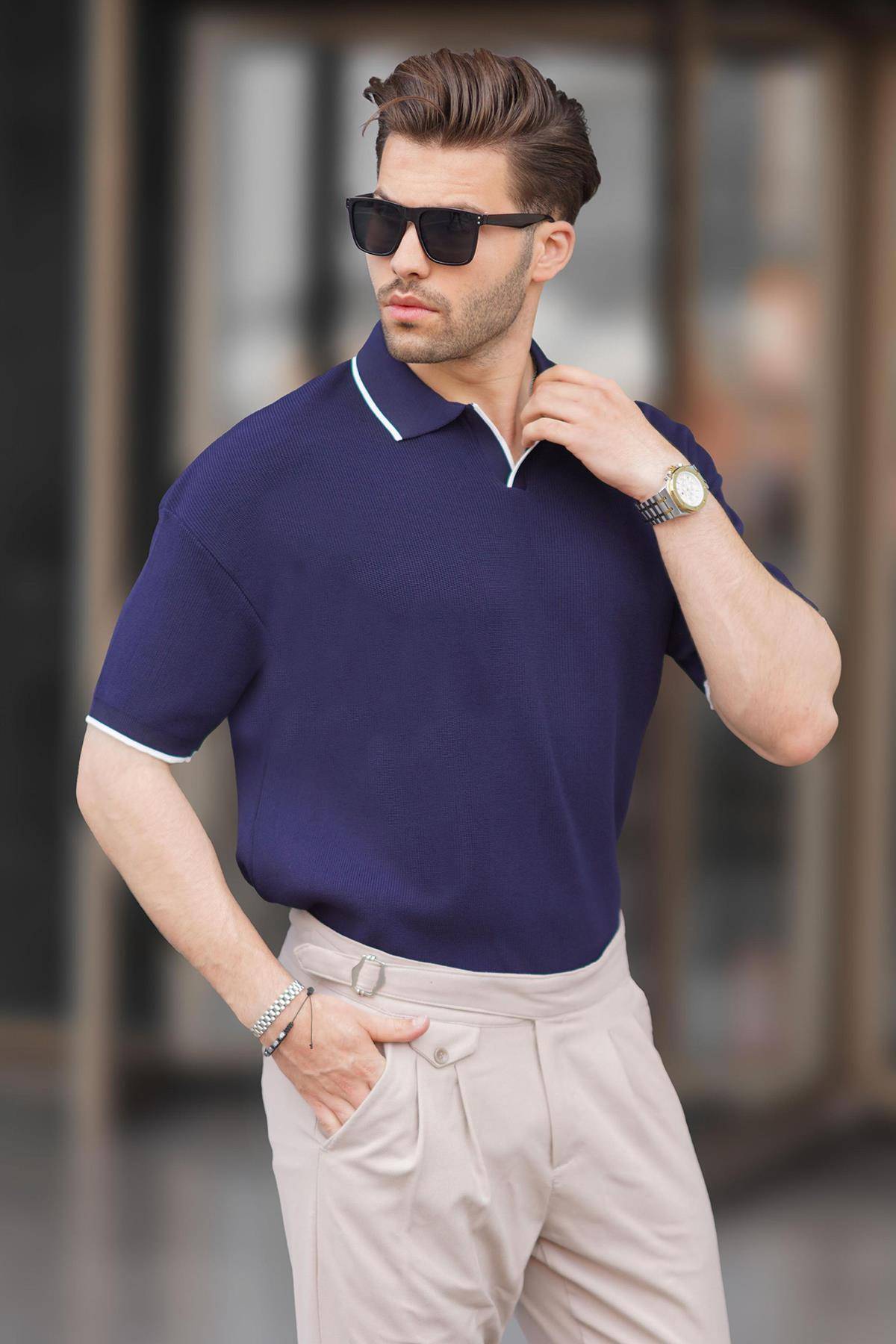 تیشرت مردانه آستین کوتاه یقه پولو مشکی