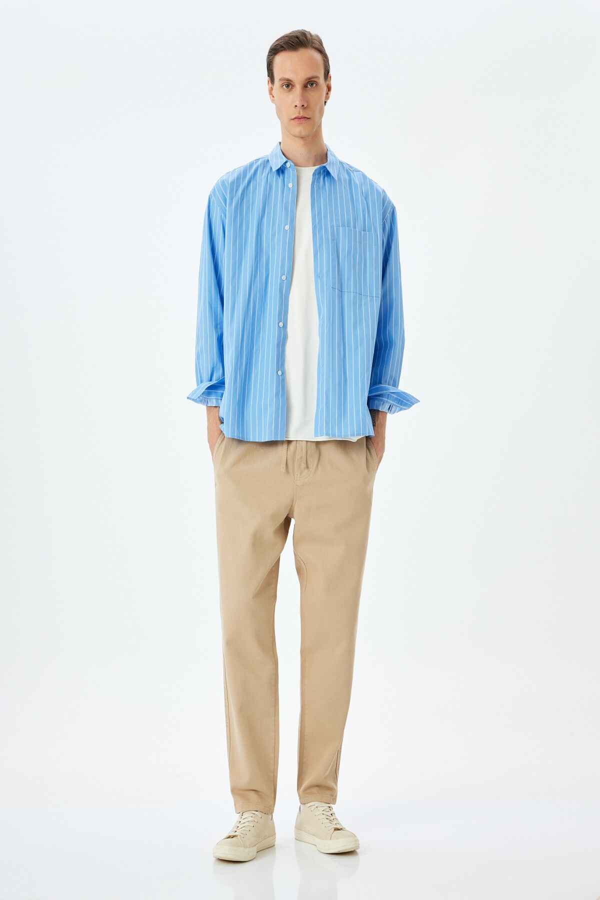 شلوار کمری معمولی با کمر راست با کراوات نخی