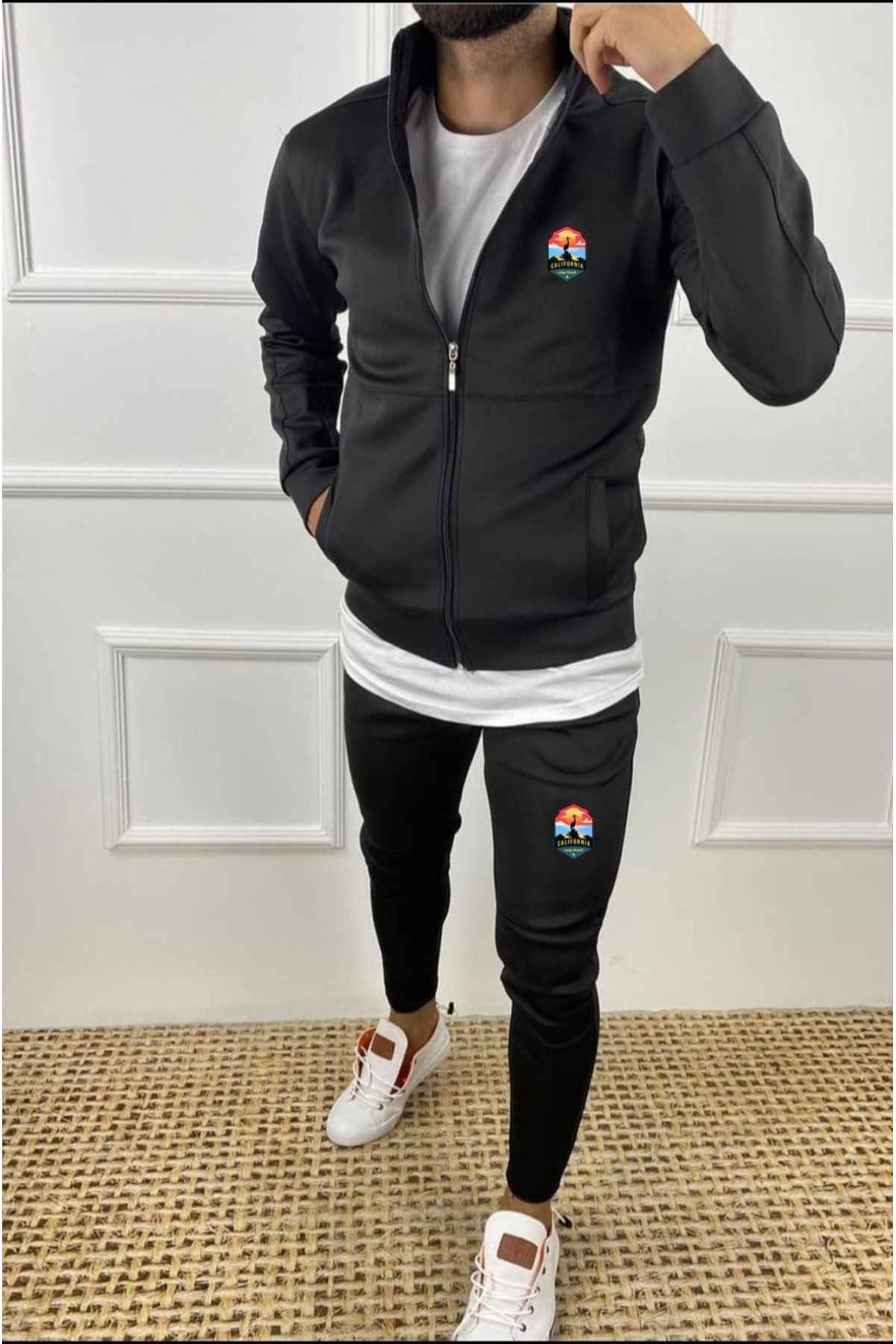 ست لباس ورزشی یقه اسکوبا پولو مشکی