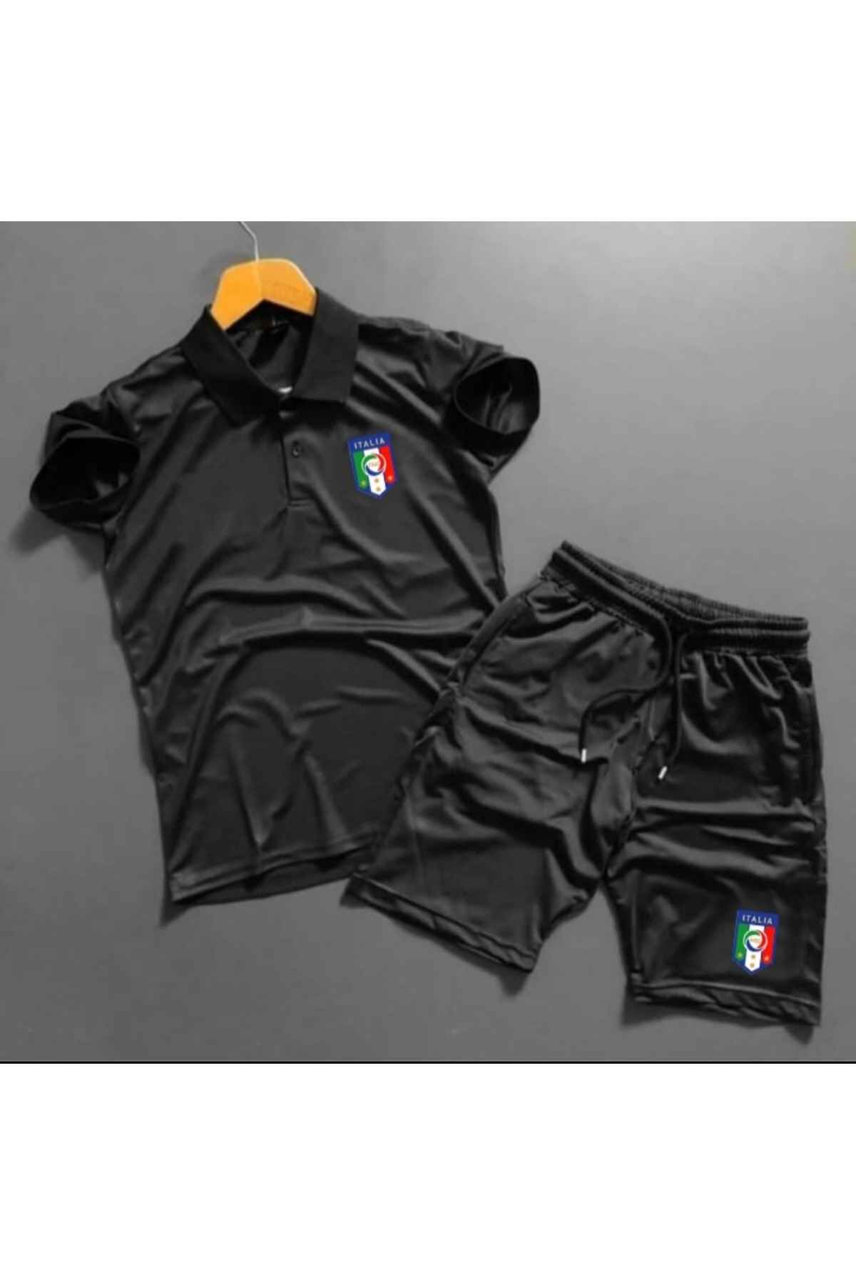 ست لباس ورزشی یقه اسکوبا پولو مشکی