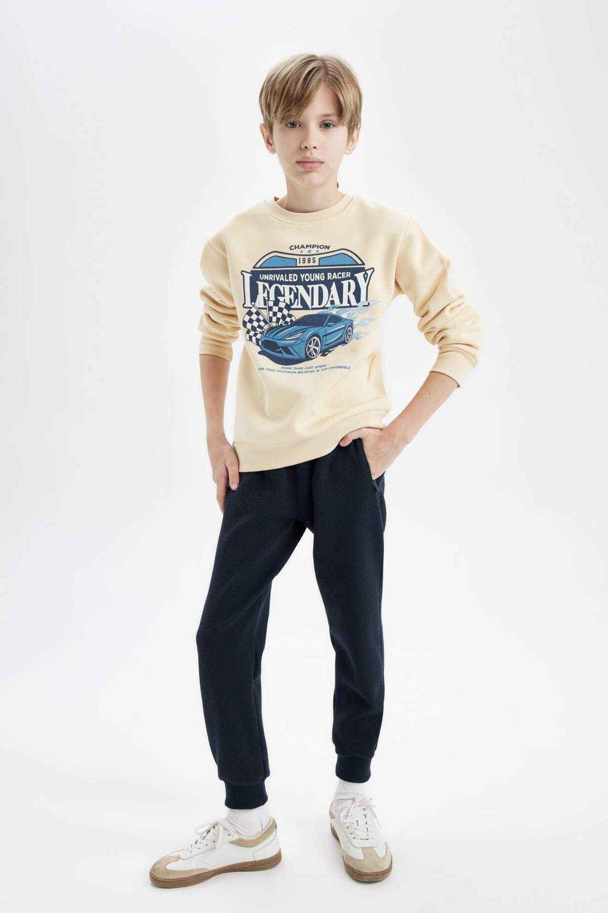 شلوار گرمکن مدرسه ای جیب دار مشکی الاستیک کمری پسرانه C7635a824au