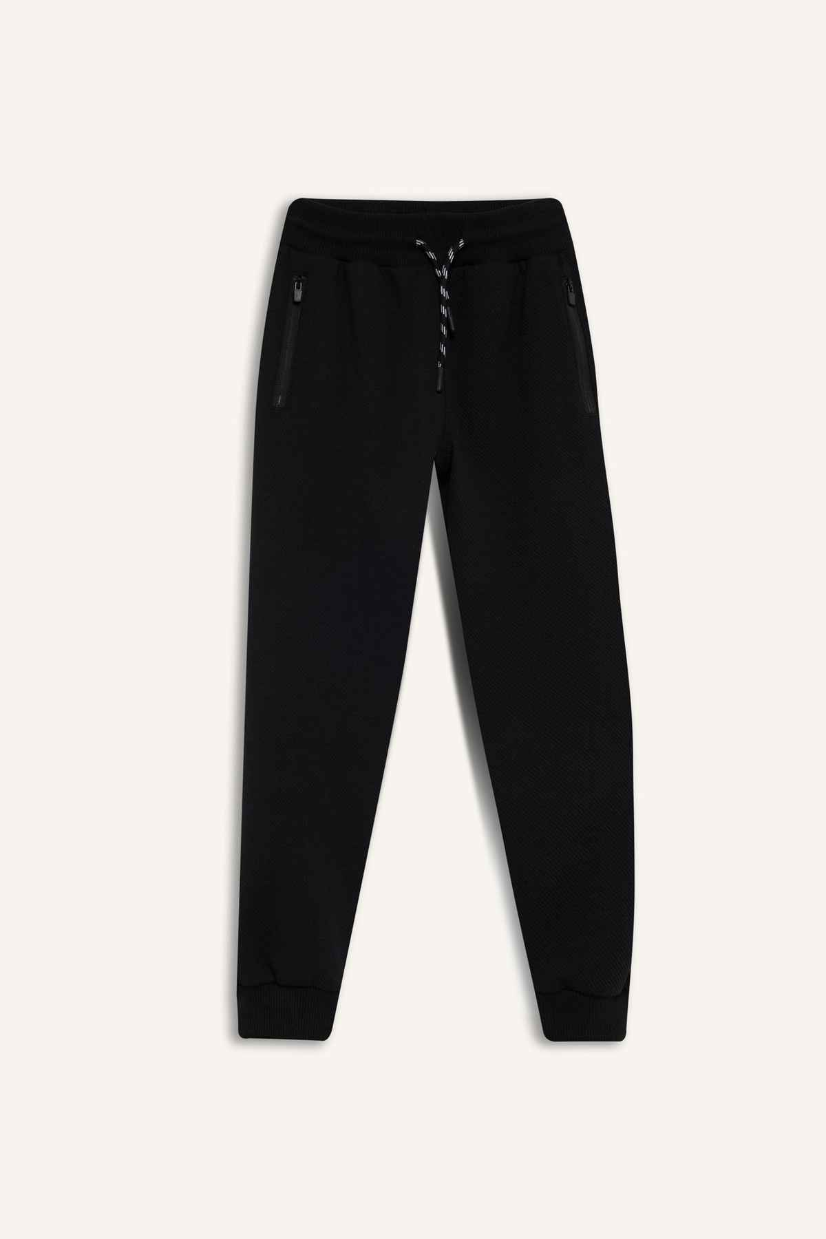 شلوار گرمکن مدرسه ای جیب دار مشکی الاستیک کمری پسرانه C7635a824au