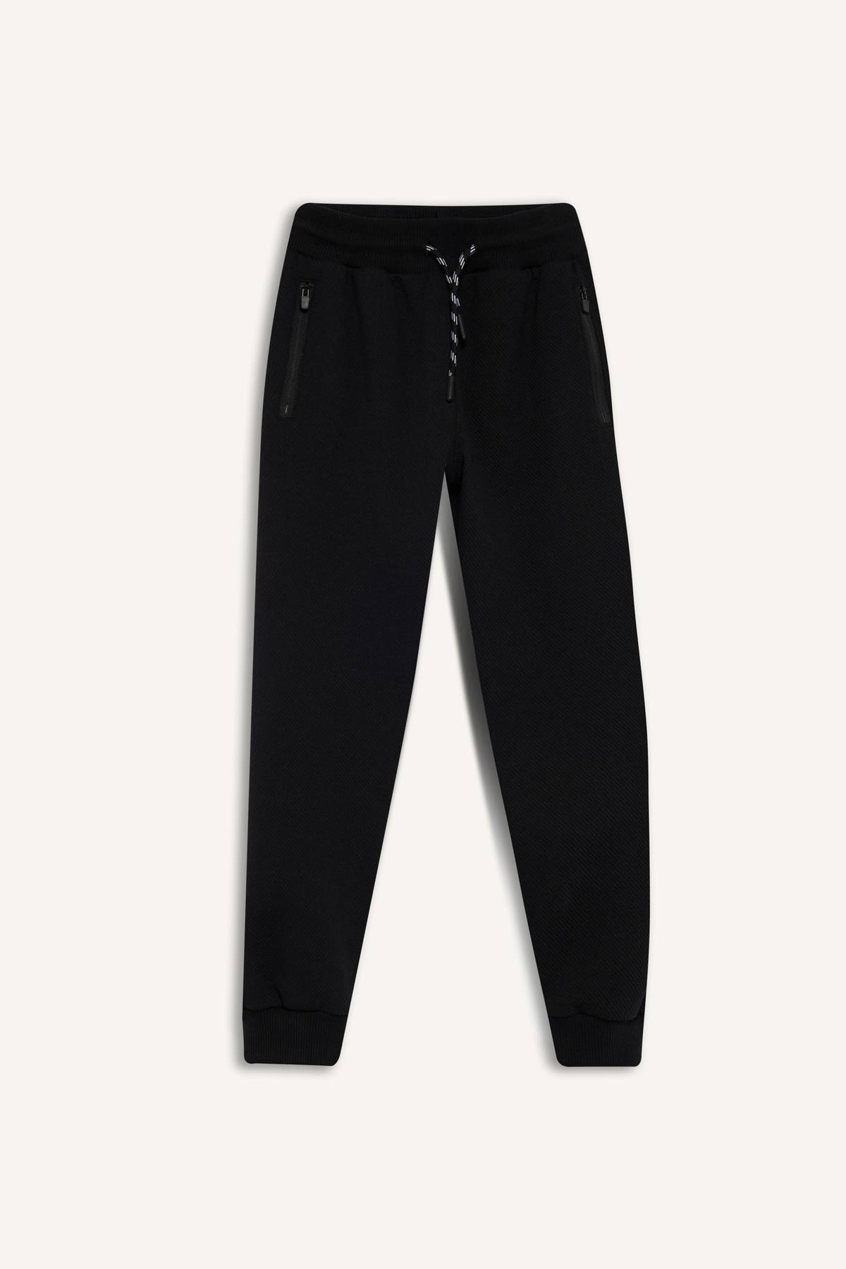 شلوار گرمکن مدرسه ای جیب دار مشکی الاستیک کمری پسرانه C7635a824au