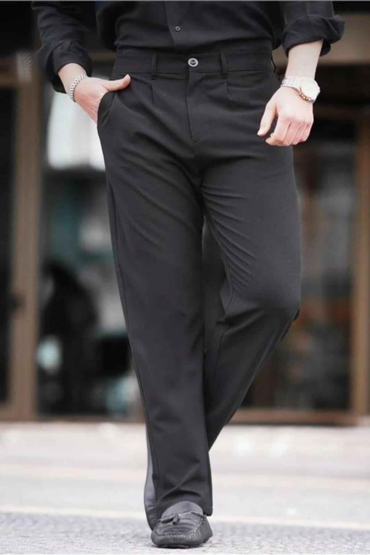 شلوار مردانه برش مستقیم با تناسب معمولی خاکستری با جیب های کناری