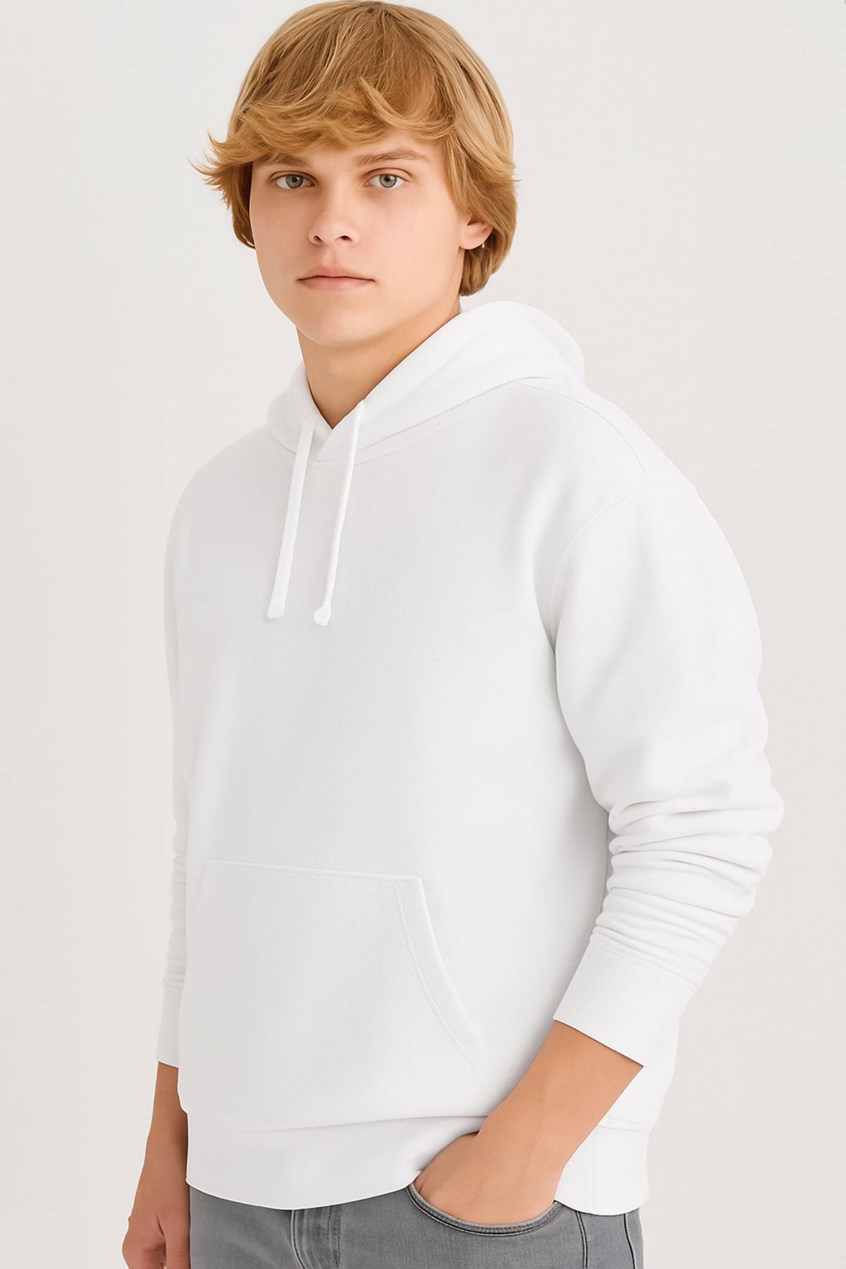 سویشرت ساده ساده کلاهدار با جیب قهوه ای و داخل آن X8283az24au