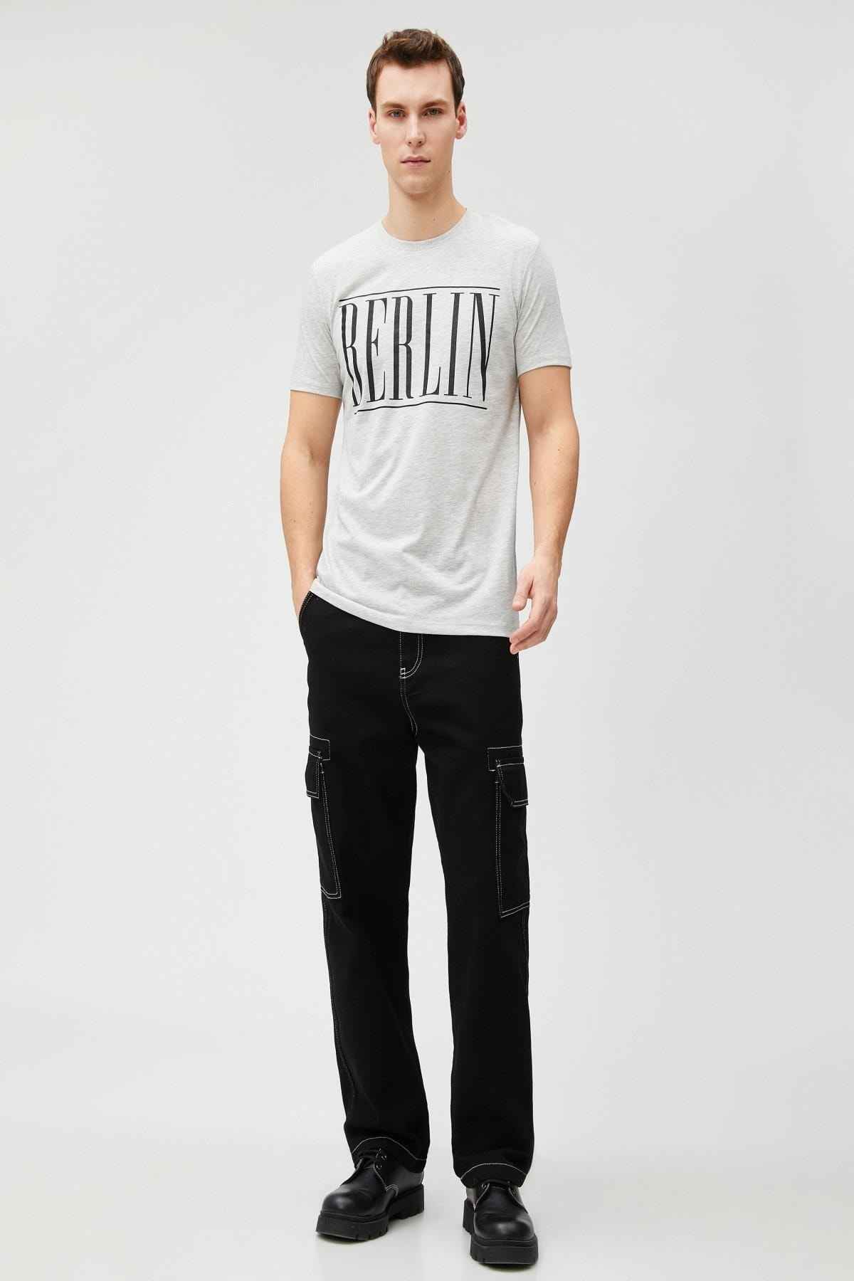 تیشرت چاپ شعار اسلیم فیت یقه خدمه