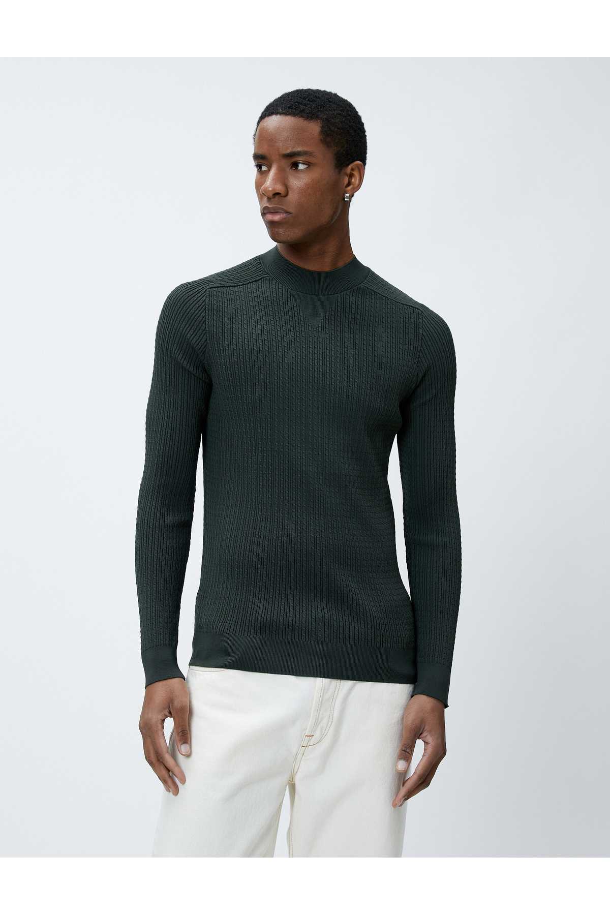 ژاکت بافتنی بافت باریک یقه خدمه