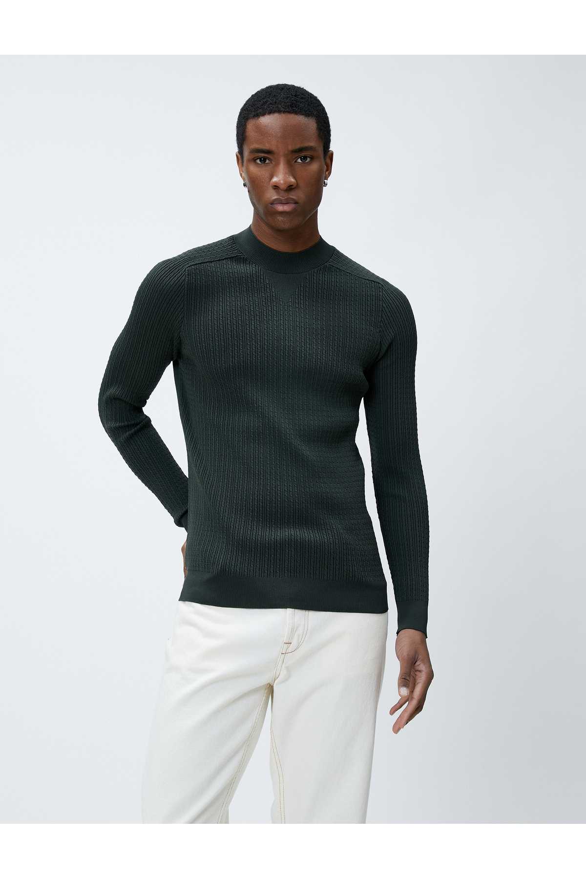 ژاکت بافتنی بافت باریک یقه خدمه